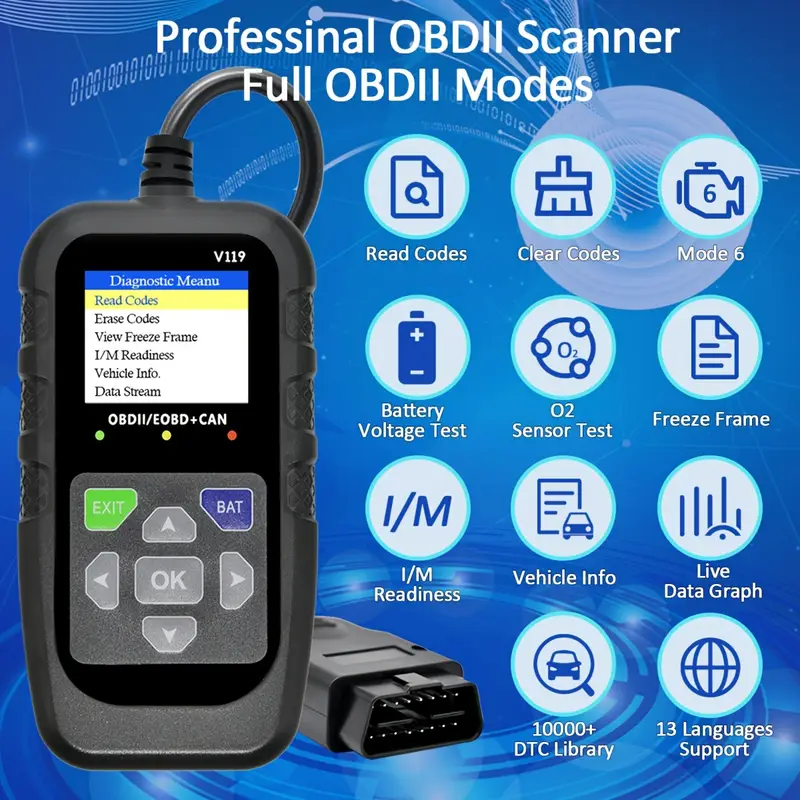 Scanner OBD2 V119, lettore di  - Power Supply Tester recensione e prezzo
