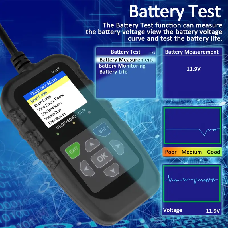 Scanner OBD2 V119, lettore di  - Power Supply Tester recensione e prezzo